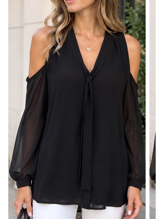 Haute Hippie Tops - Haute Hippie Black Sleeveless Tie-Neck silk Blouse size XL